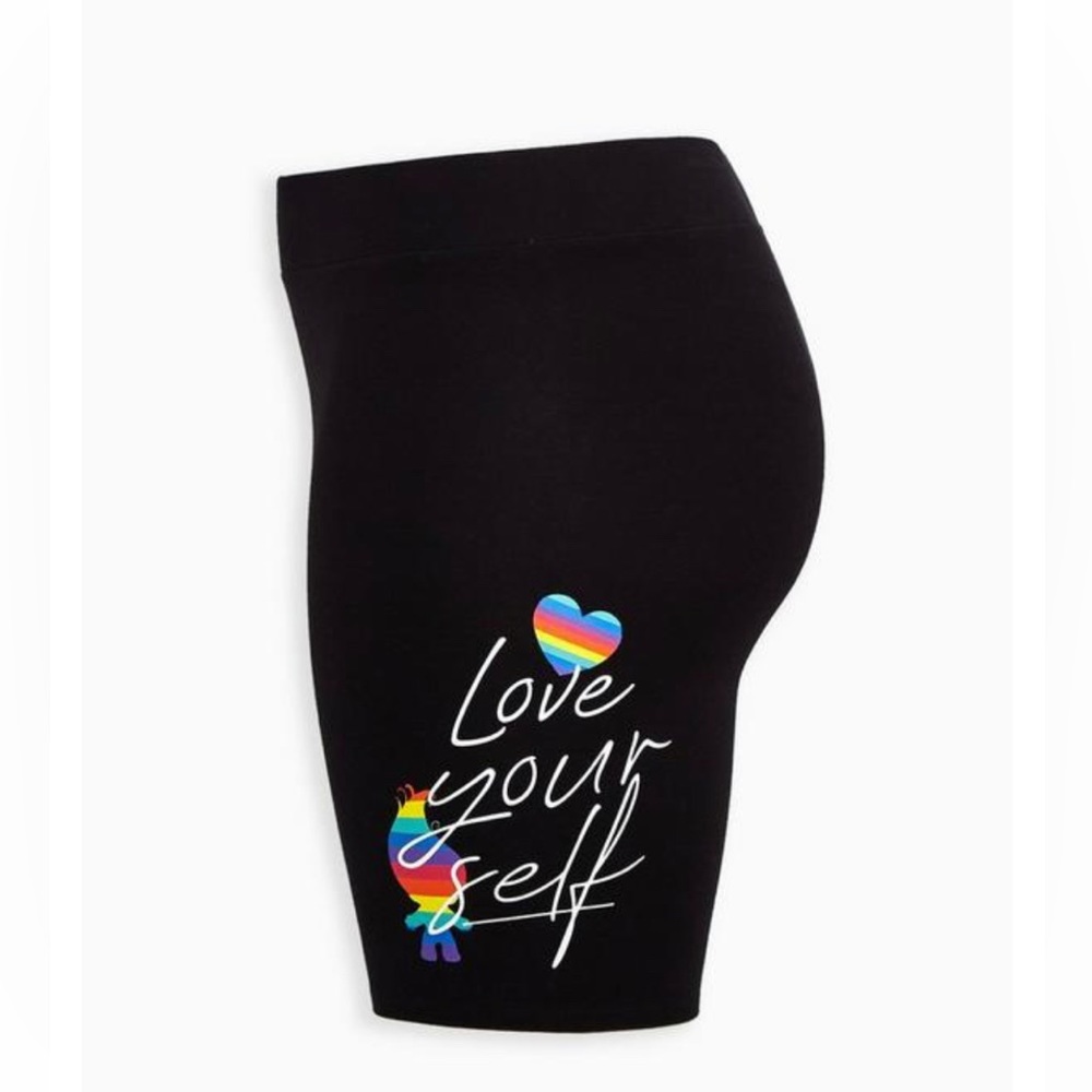 Torrid Trolls Rainbow Bike Short - Love Yourself Black